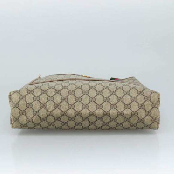 GUCCI GG Supreme Web Sherry Line Tote Bag PVC Beige Red 16 002 4487 Auth 107970 - Picture 9 of 16